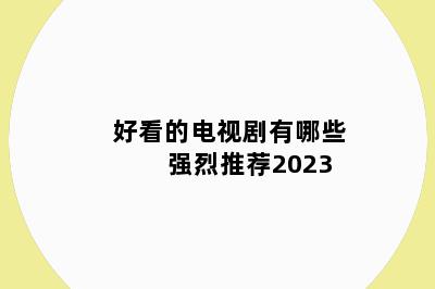 好看的电视剧有哪些 强烈推荐2023